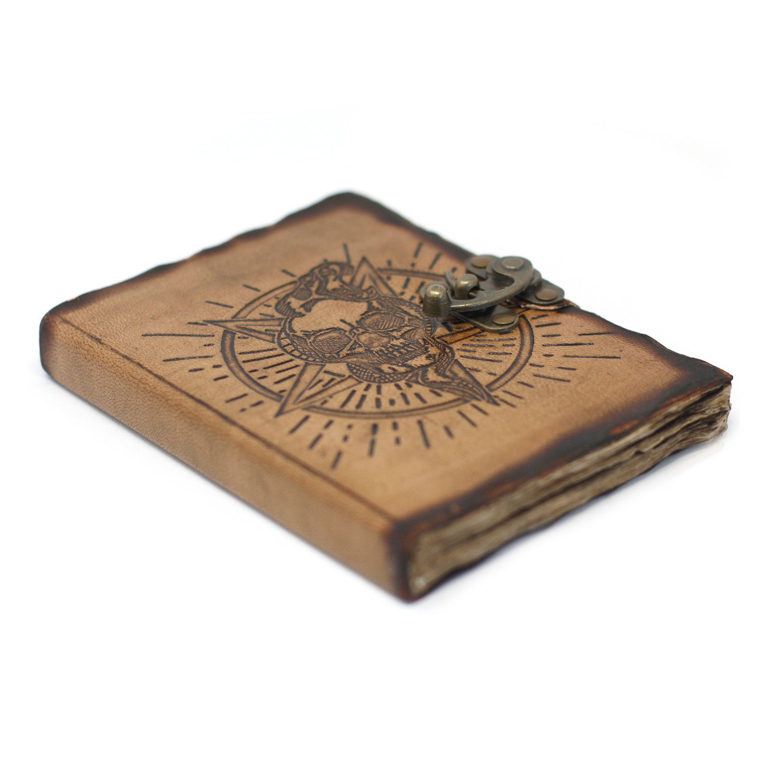 Cuaderno de Cuero Pentágono y Calavera Hojas quemadas - Imagen 3