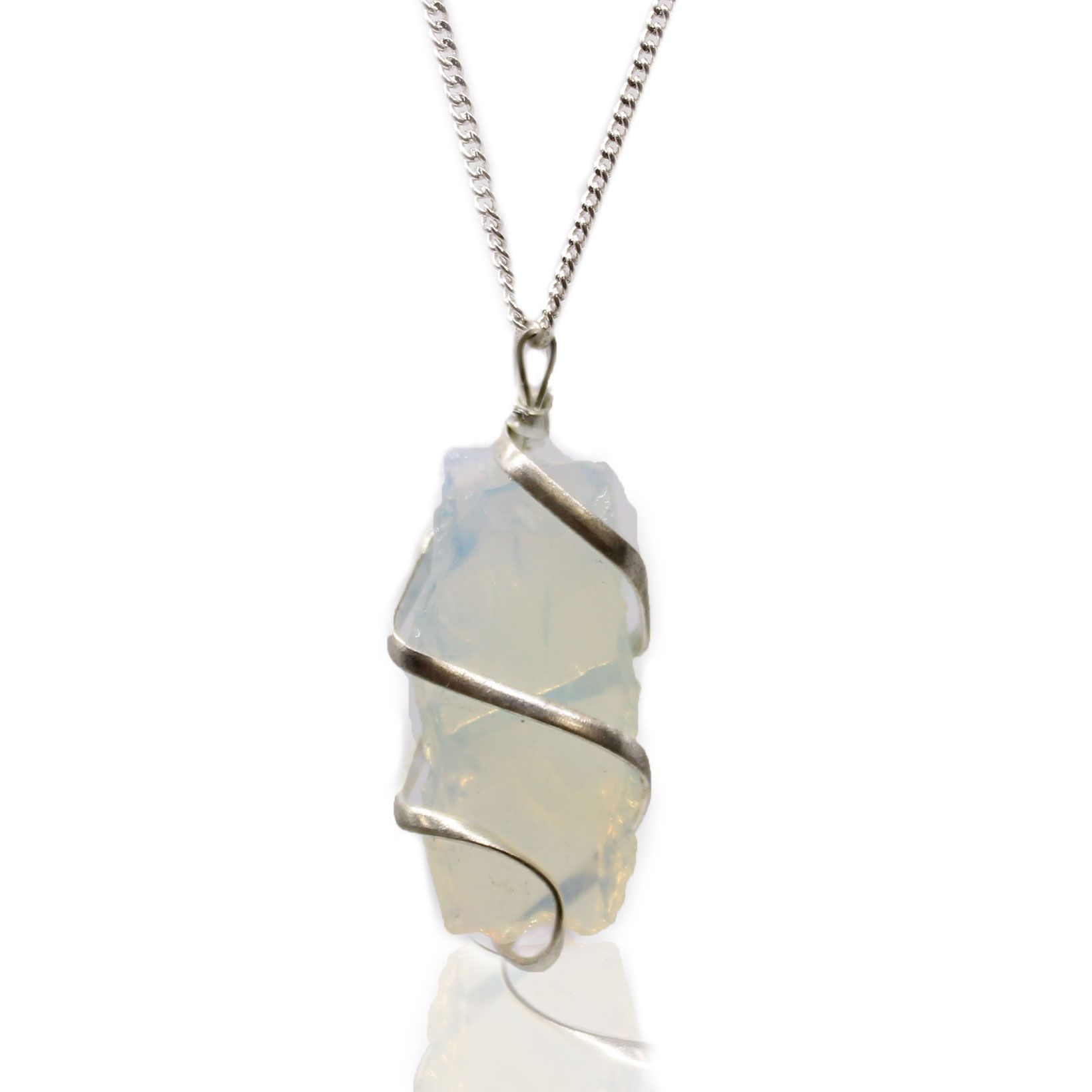 Collar de gemas envueltas en espiral - Opalita en bruto - Imagen 2