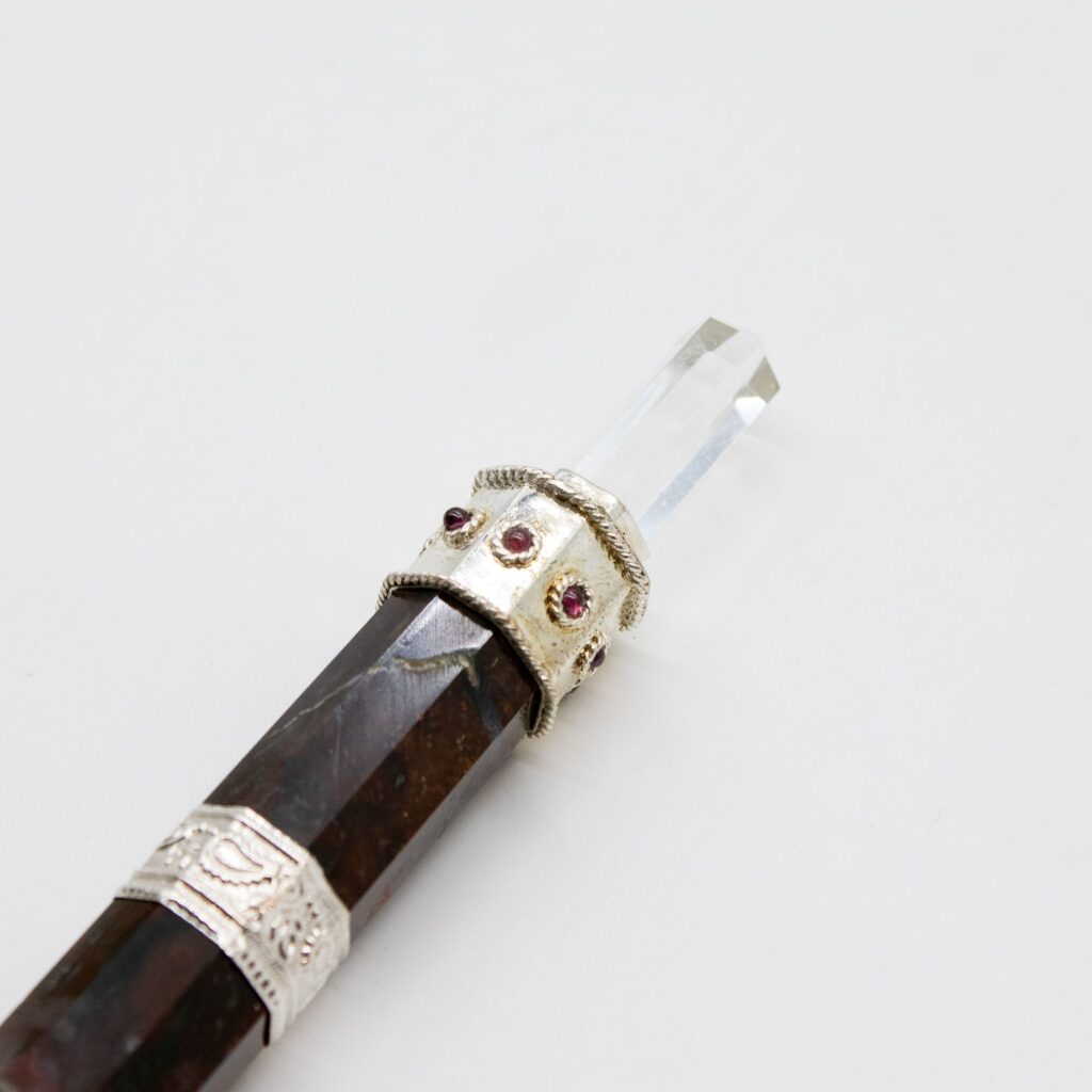 Varita Bloodroot Soverign -Extra Largo Fancy Jasper Magic- Parte superior de bola de cristal – 26cm