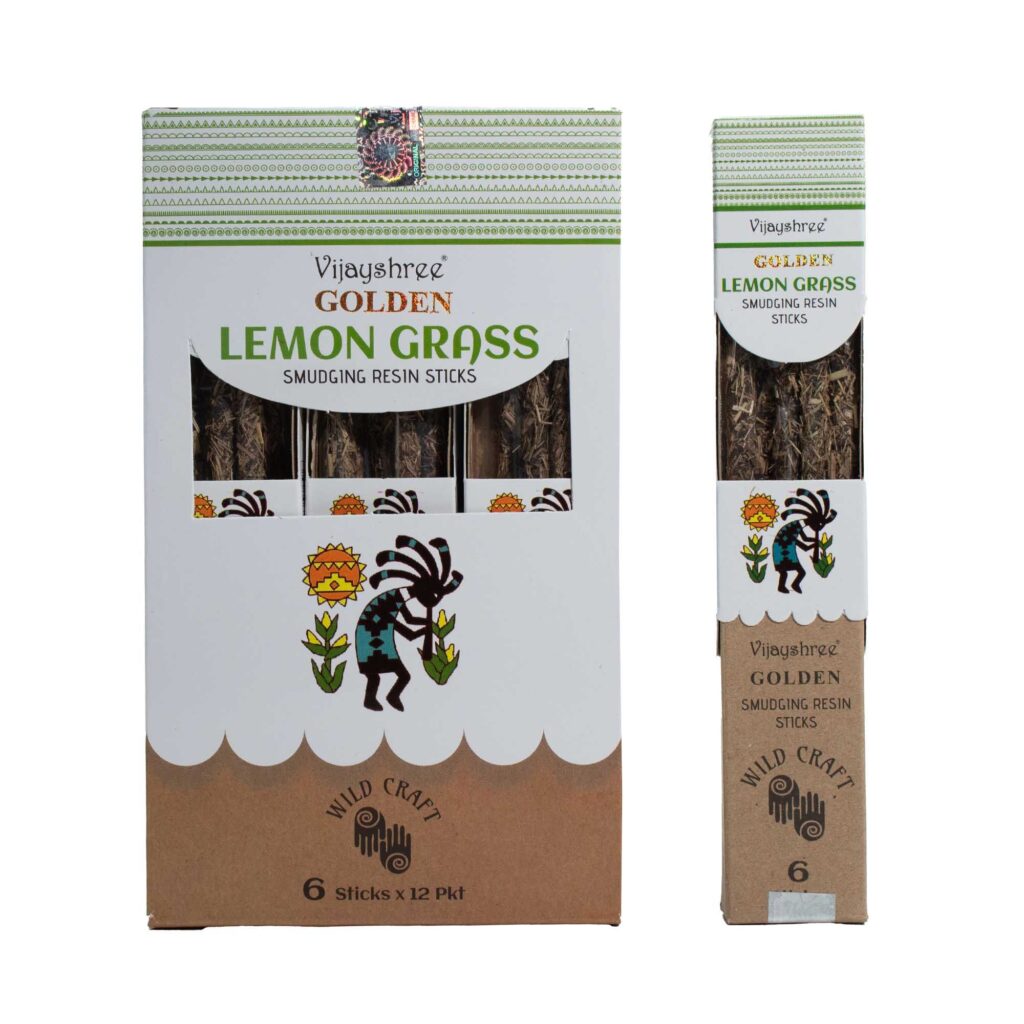 Palitos de resina para sahumar de hierba limón dorada – 30 g