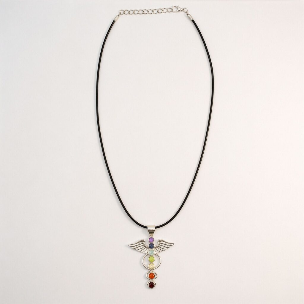 Colgantes devocionales de la India – Baño de plata (cordón de 45 cm) – Ángel Chakra