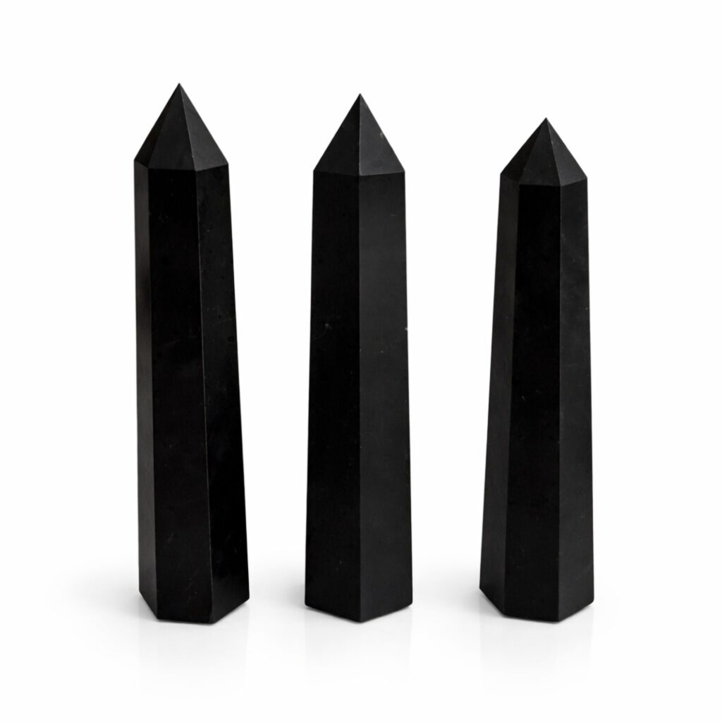 Punta obelisco de seis caras de gema aprox. 17 cm – Turmalina negra