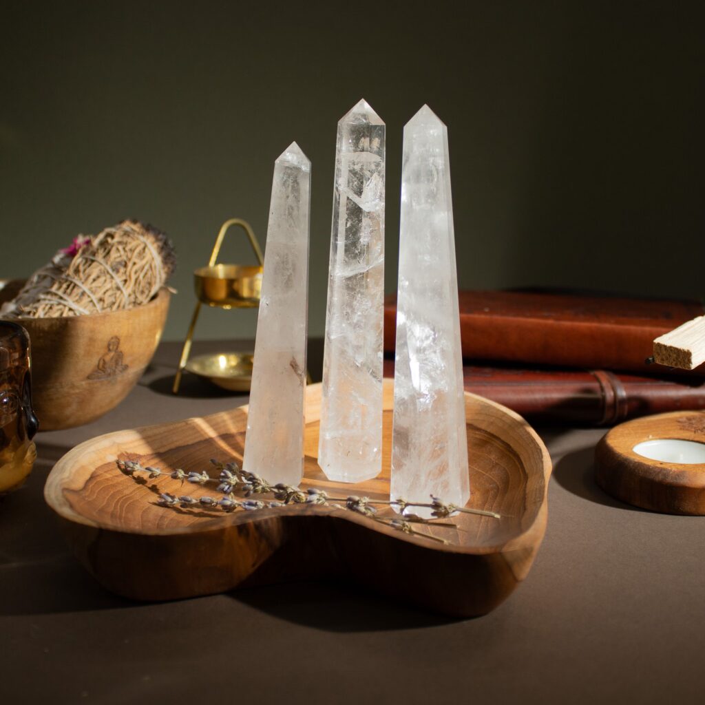 puntas de obelisco de seis caras de piedra preciosa, aprox. 17 cm – cristal de roca