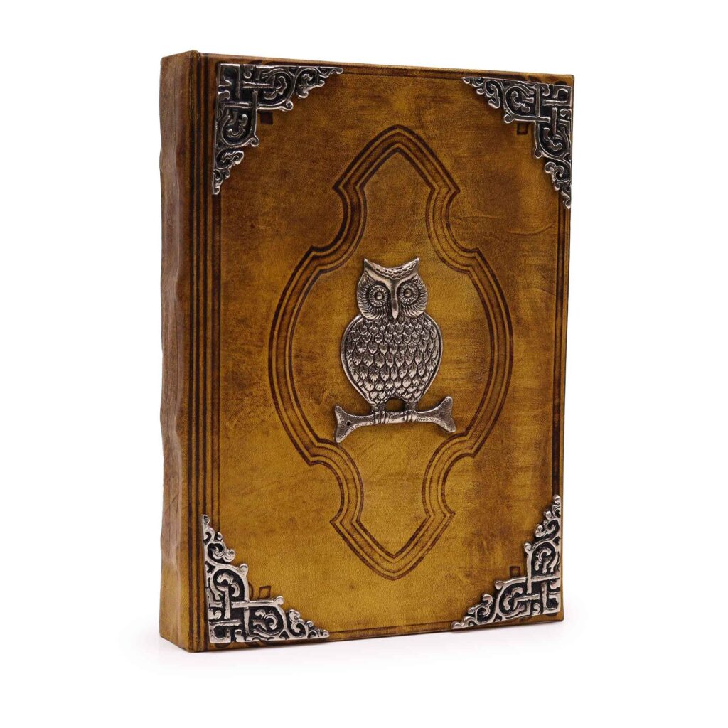 Libro Bronceado Cafe – Decoración de buhos de zinc con bordes de cubierta