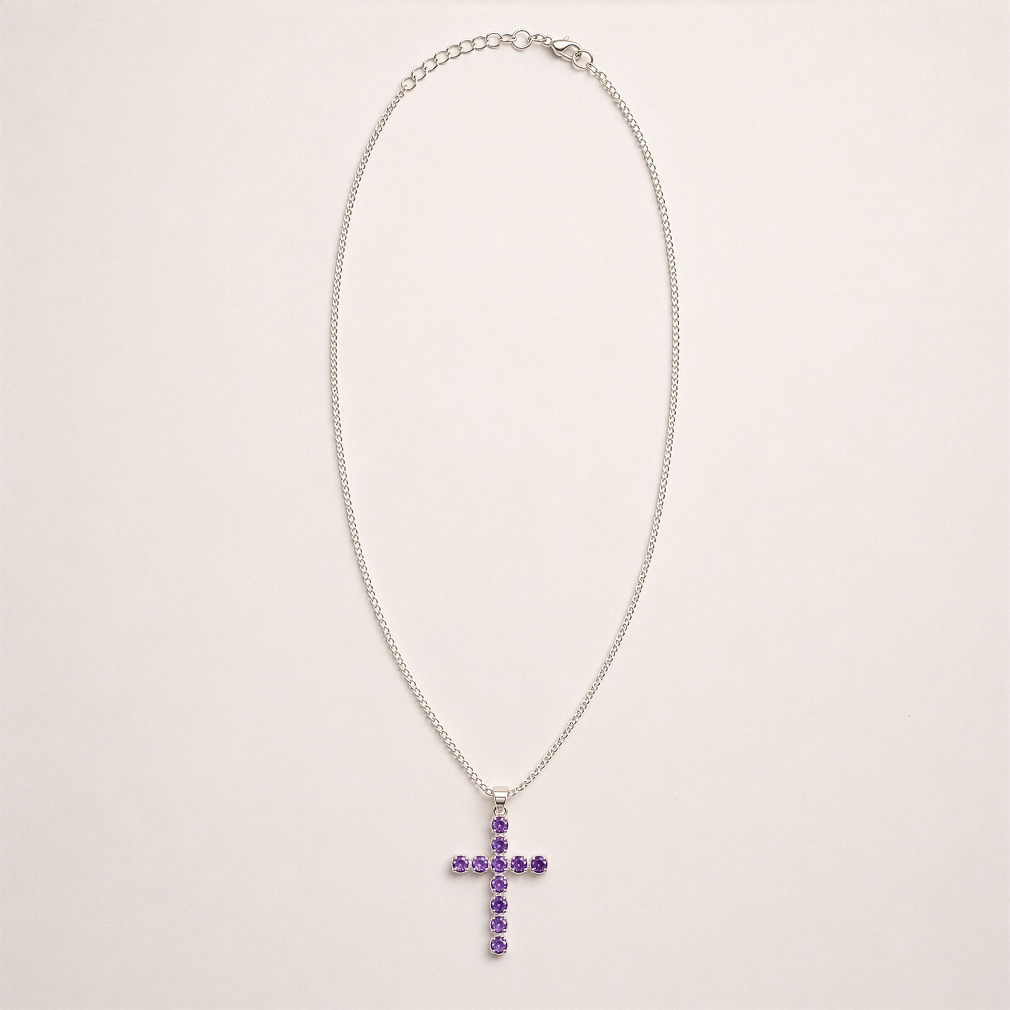 Colgante devocional indio - bañado en plata (cadena de 45 cm) - Crucifijo de amatista - Imagen 2
