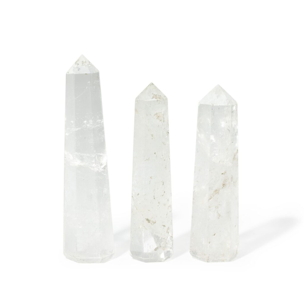 Punta de obelisco de seis caras de piedra preciosa aprox. 11 cm – Cuarzo claro