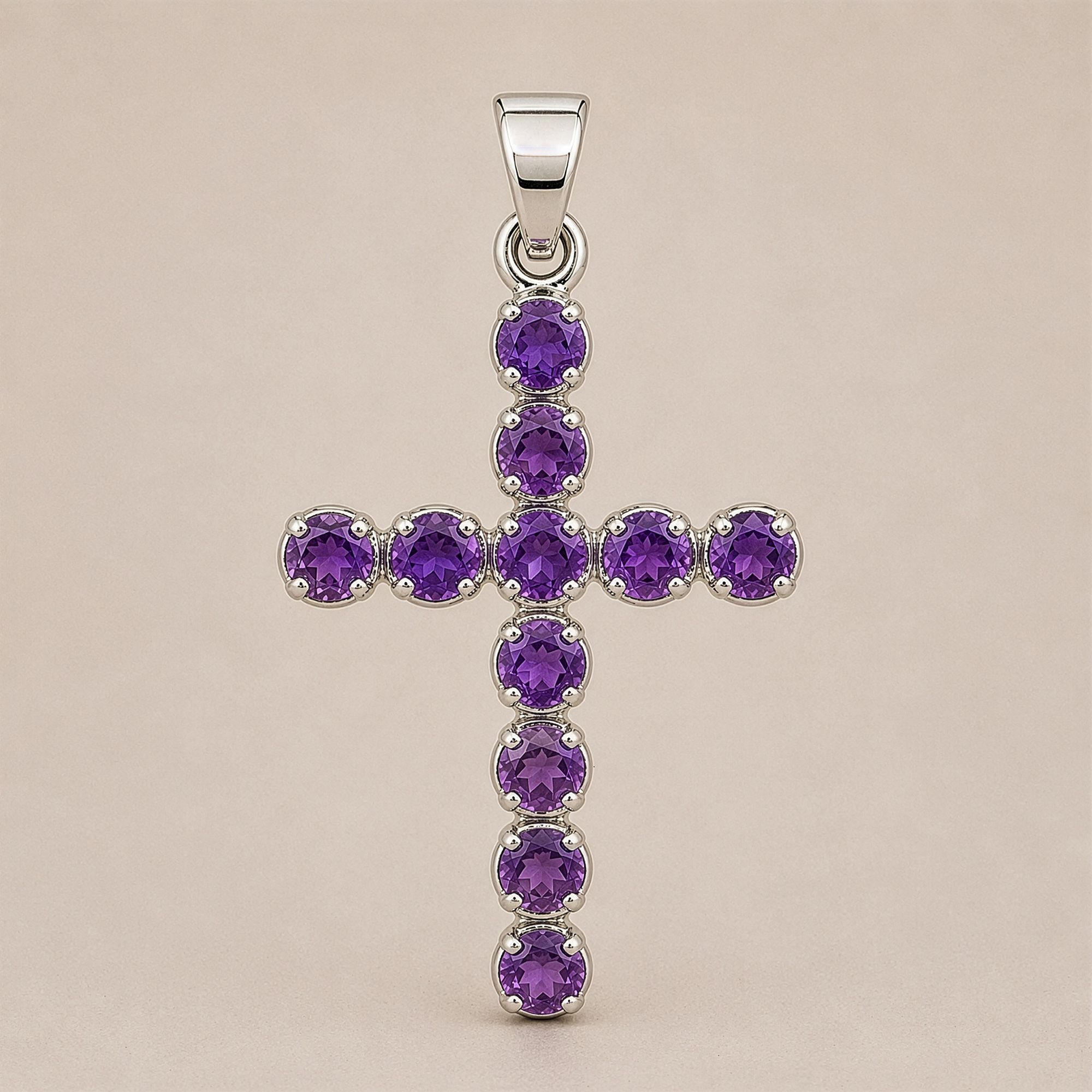 Colgante devocional indio - bañado en plata (cadena de 45 cm) - Crucifijo de amatista - Imagen 6