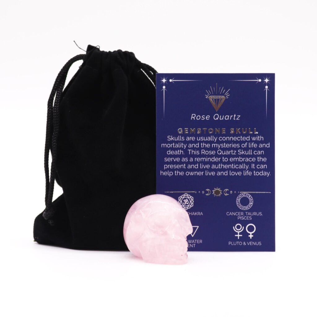 Piedra Preciosa Calavera Pequeña – Cuarzo Rosa – 40x30x28mm