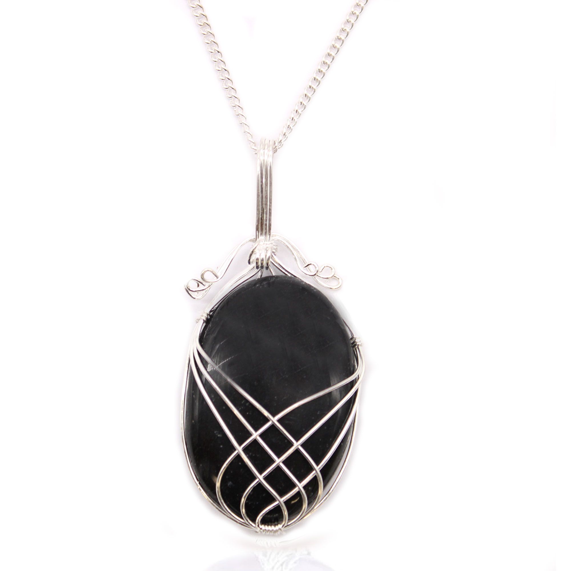 Collar de Piedras Preciosas Envueltas en Cascada – Ónix Negro en bruto