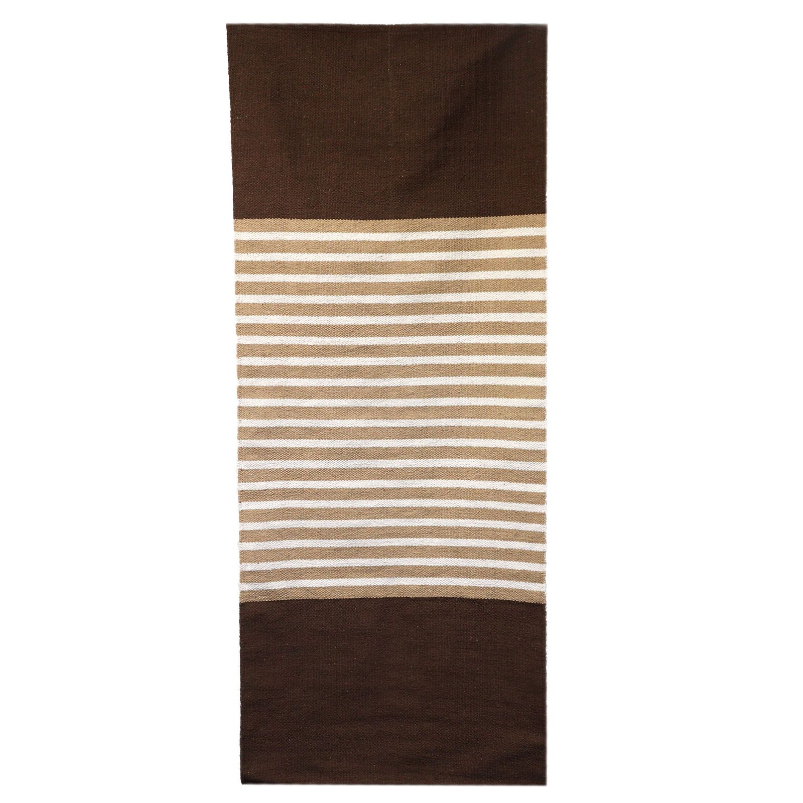 Alfombra India de Algodón - 70x170cm - Marrón Oscuro / Beige - Imagen 5