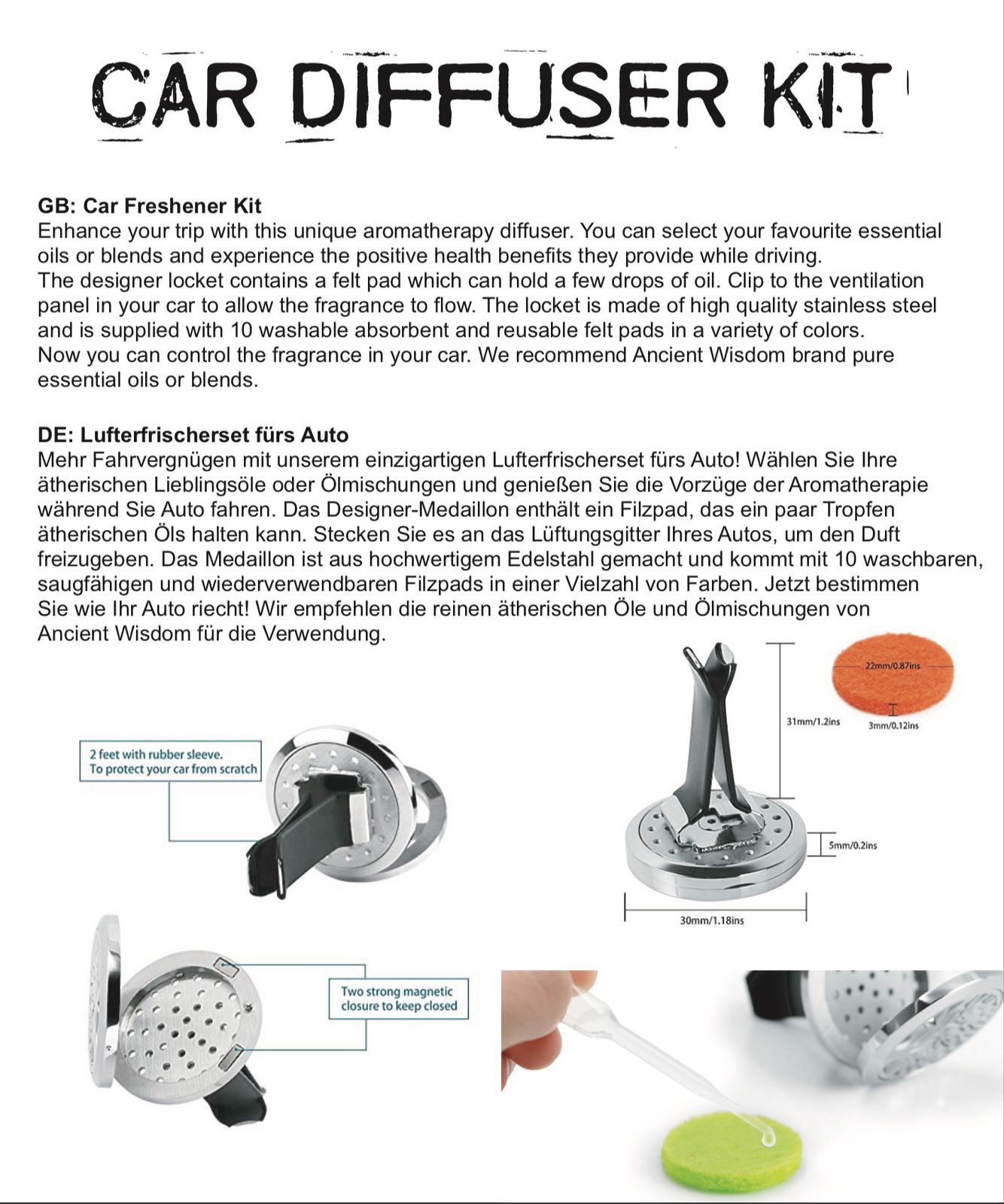 Kit difusor para coche - Buda de loto - 30mm - Imagen 5
