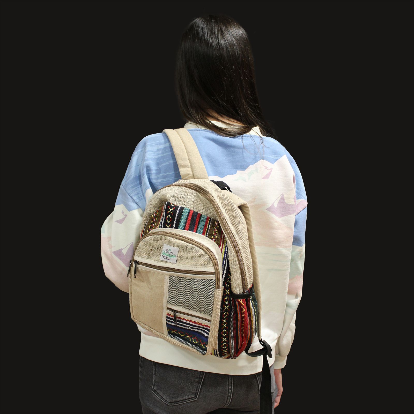 Mochila pequeña de cáñamo - Estilo Zig Zag Zips - Imagen 3