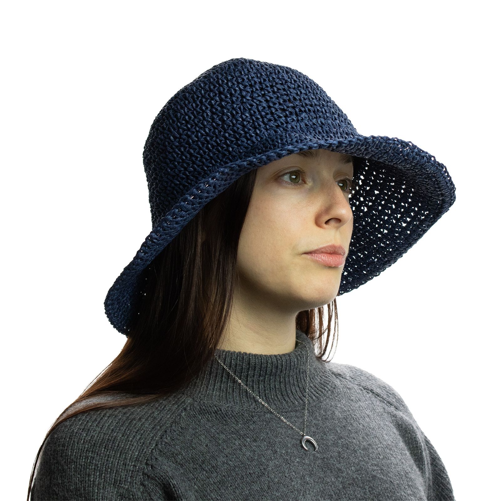 Nomad Sari Sombrero de paja de ala blanda para el sol - Azul marino - Imagen 4