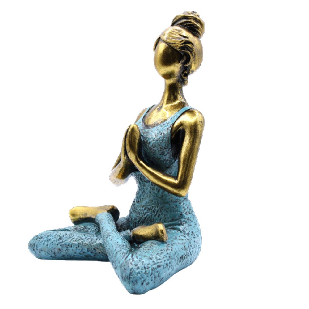 Yoga Lady Figure - Bronze & Turqoise 24cm - Imagen 4