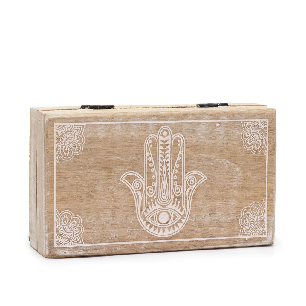 Caja cuadrada mediana 17x10x4,2cm - Hamsa Blanco