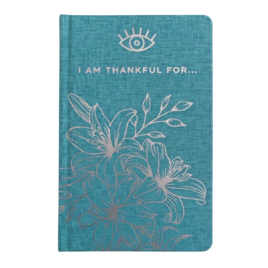 Diario de Gratitud Azul con borde plateado - 120 páginas - Estoy agradecido por
