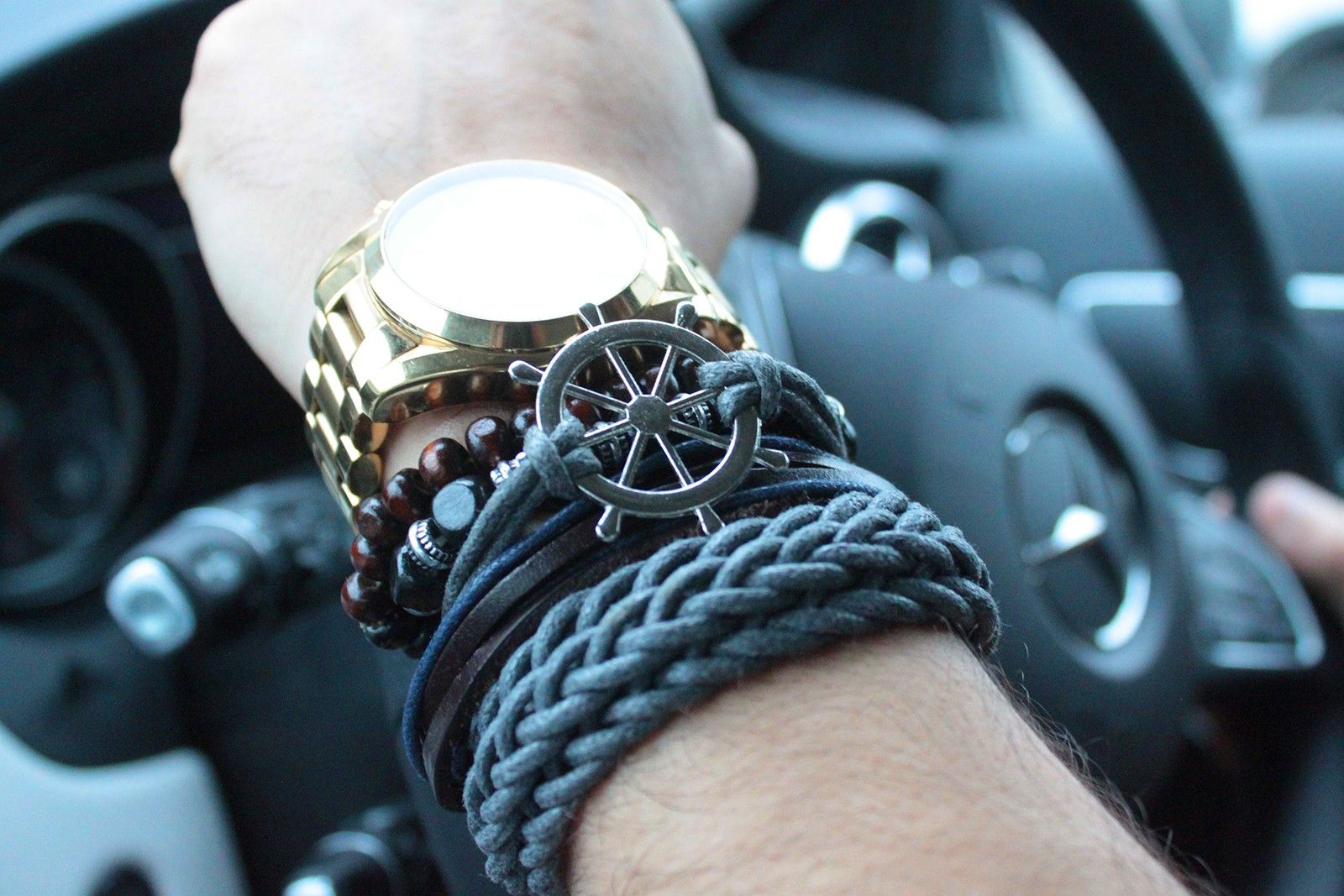Pulsera de Hombre - Metal Y Cuero (color aleatorio) - Imagen 8