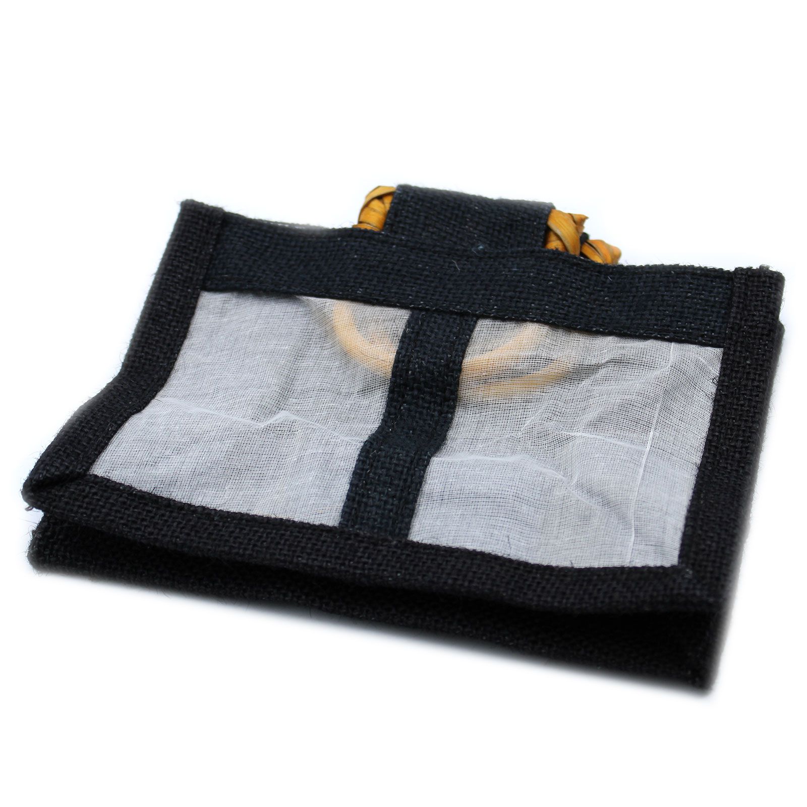Bolsa de Regalo con Ventana de Yute Puro y Algodón - 2 Ventanas en Negro - Imagen 2