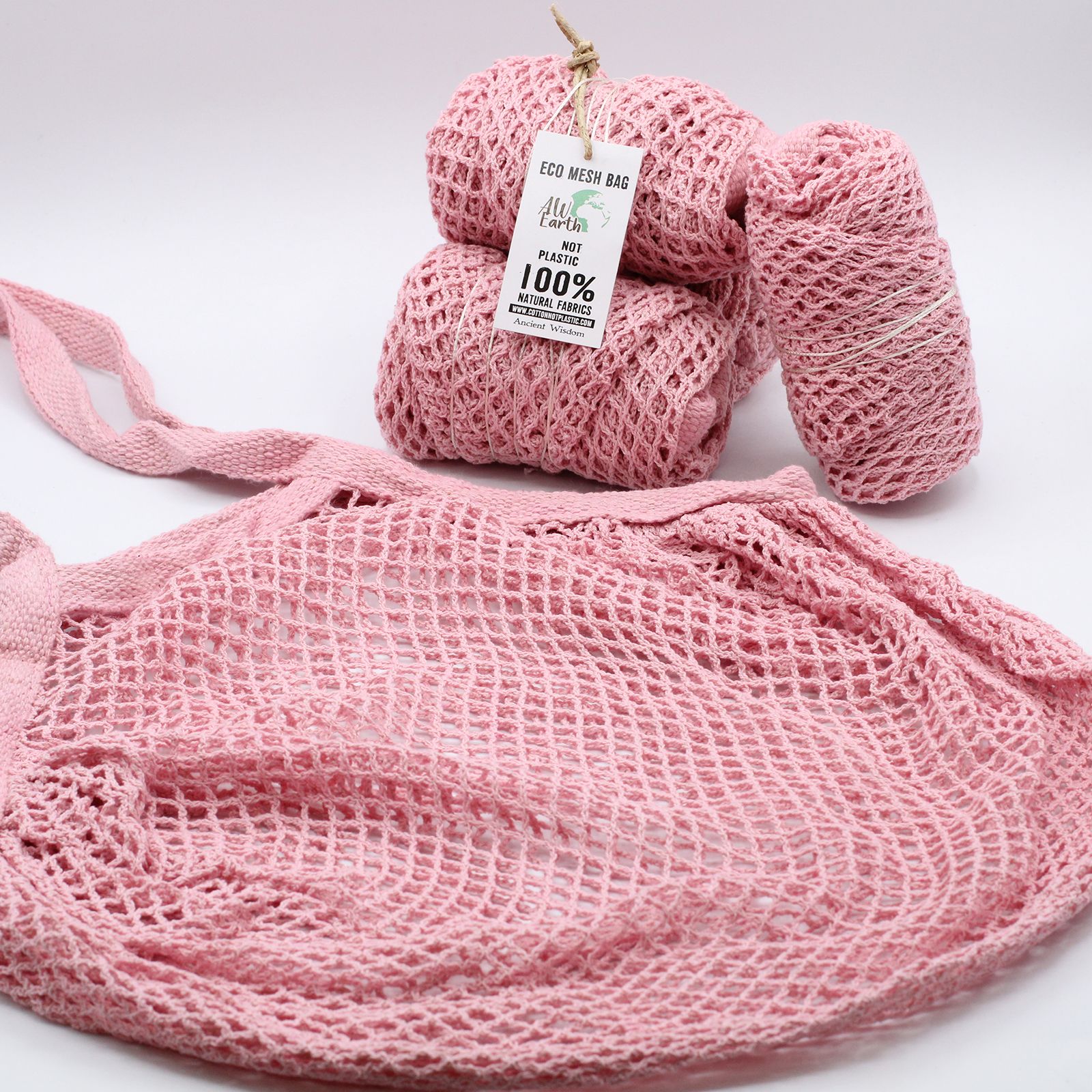Bolsa de Malla de Algodón Puro - Rosa - Imagen 4