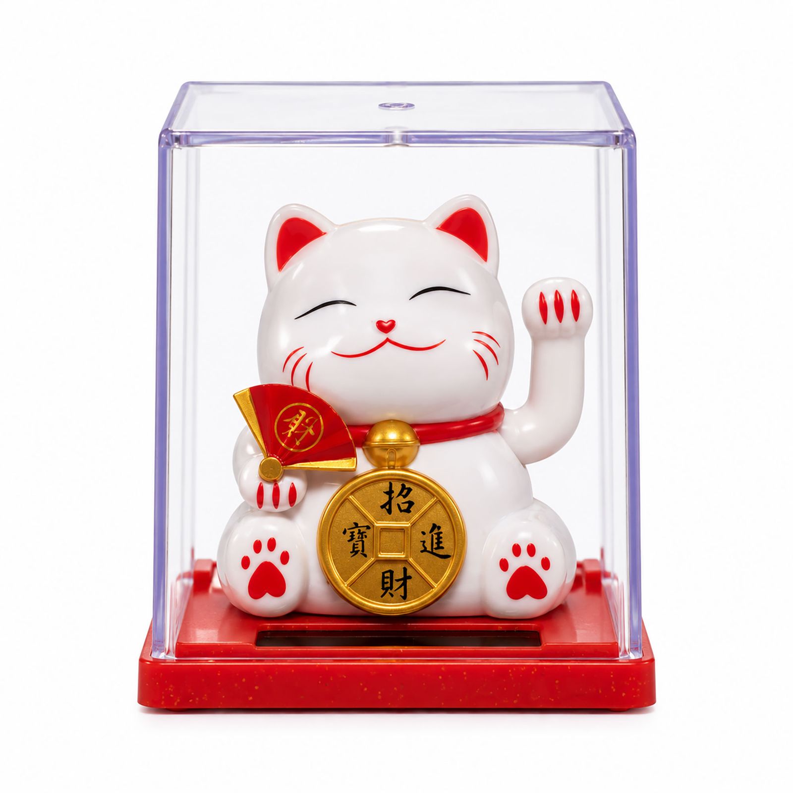 Mini Gato de la Suerte con Energía Solar en Caja - Blanco