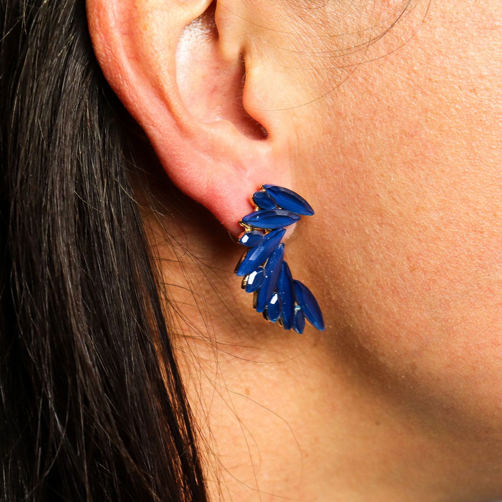 Pendientes de Cristal Vintage - Alas de ángel - Azul - Imagen 6