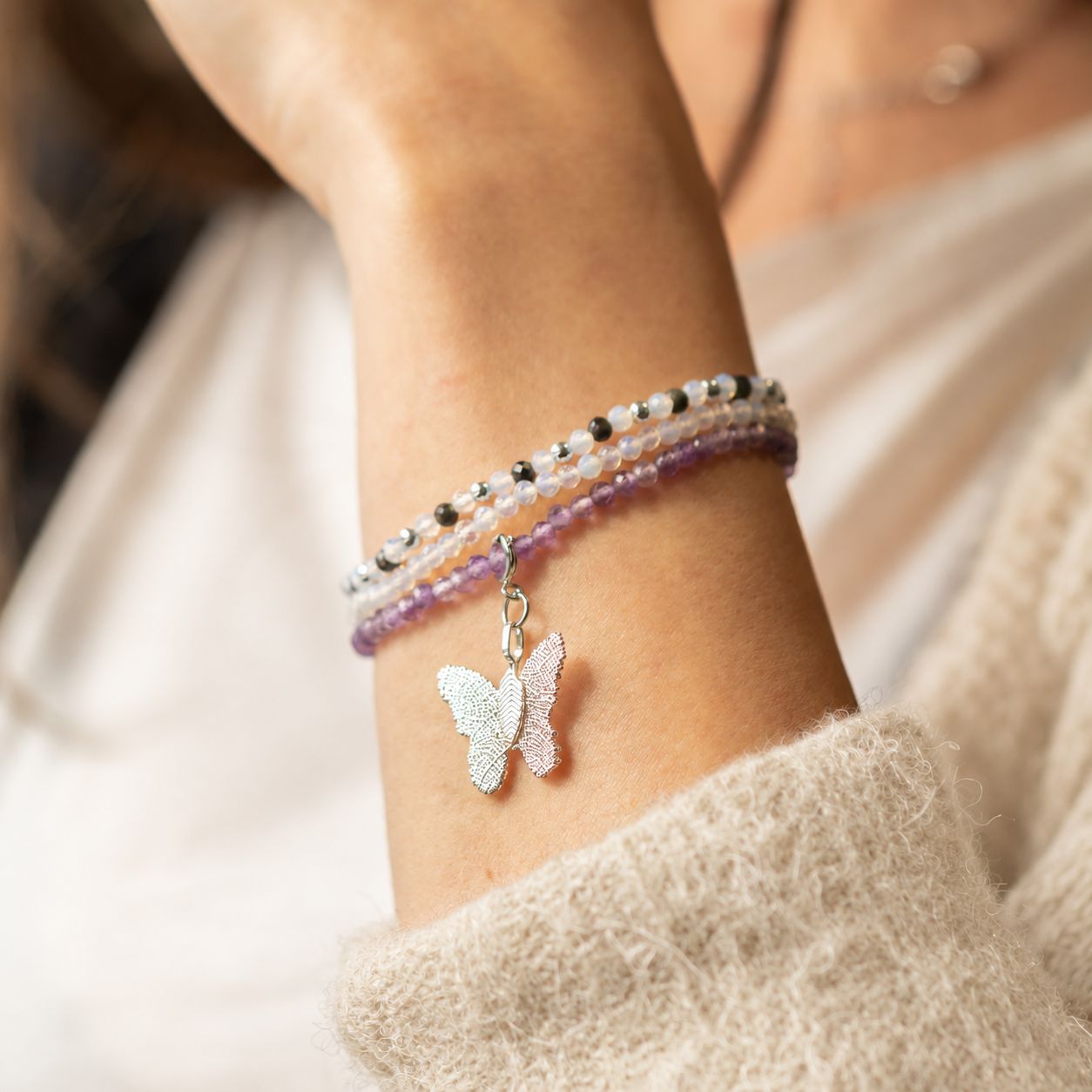 Conjunto de pulseras con piedras preciosas de ninfa espiritual - Luna llena - Imagen 5