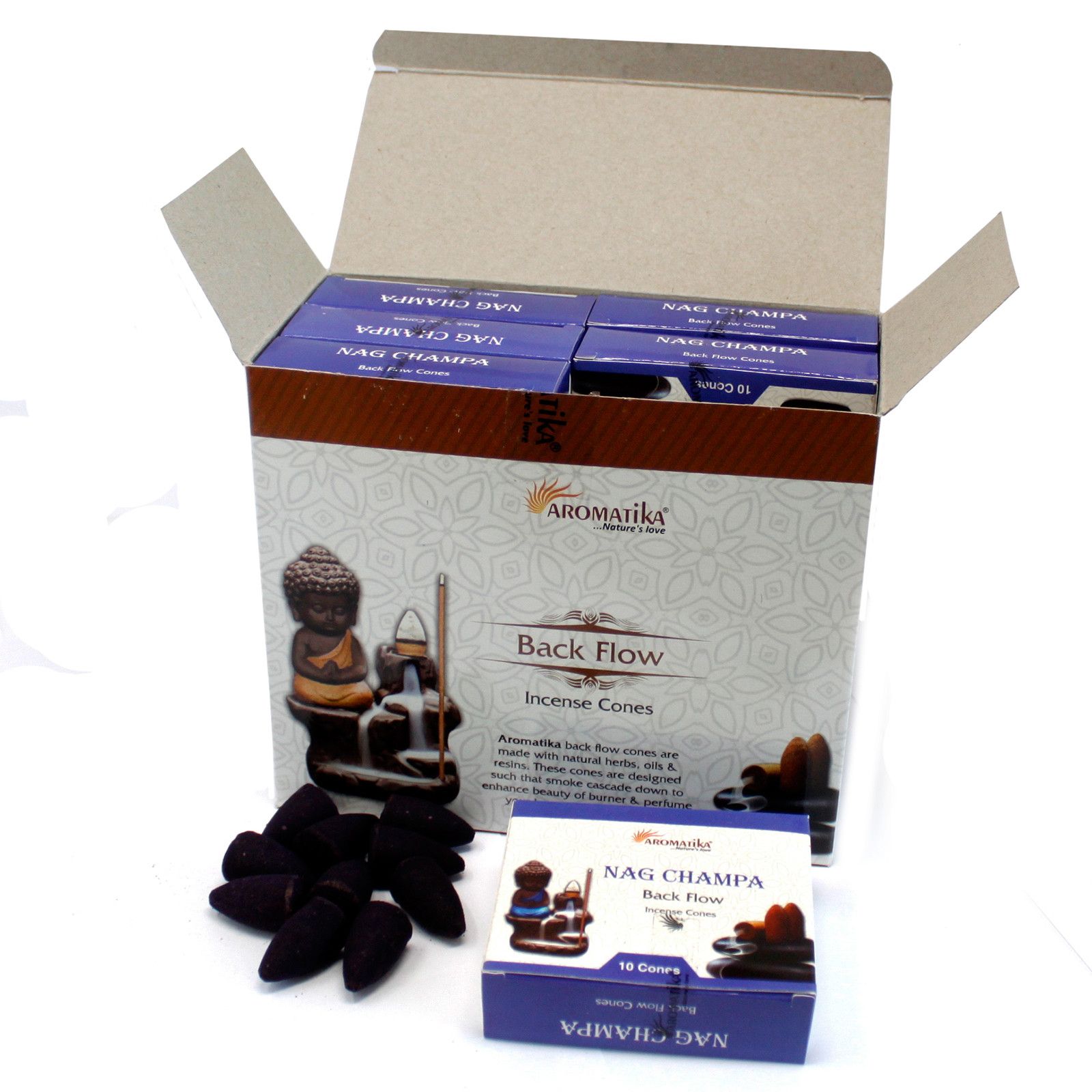 Conos de Incienso Reflujo Aromatika - Nag Champa - Imagen 3