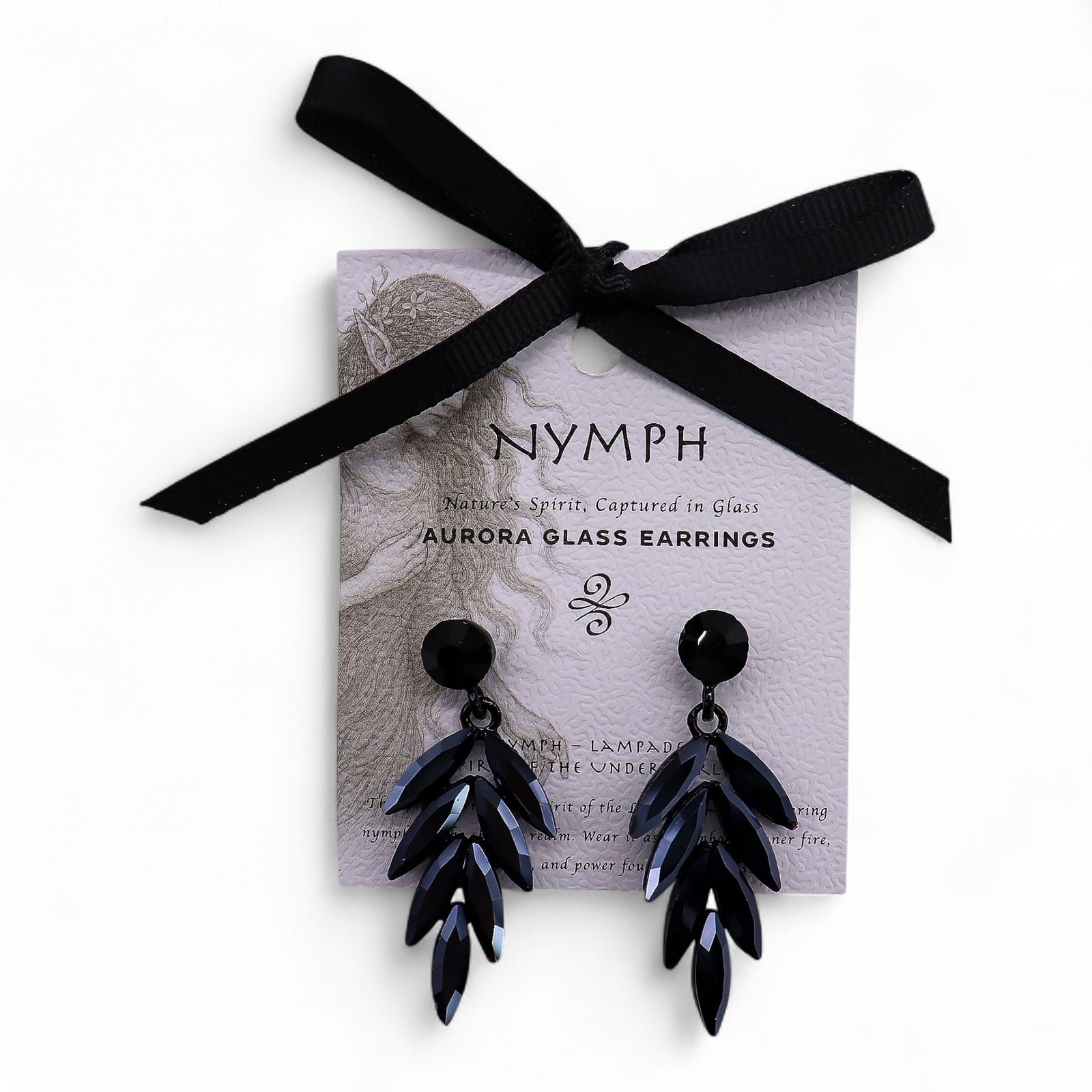 Pendientes de Cristal Vintage - Largo - Negro Azabache - Imagen 5
