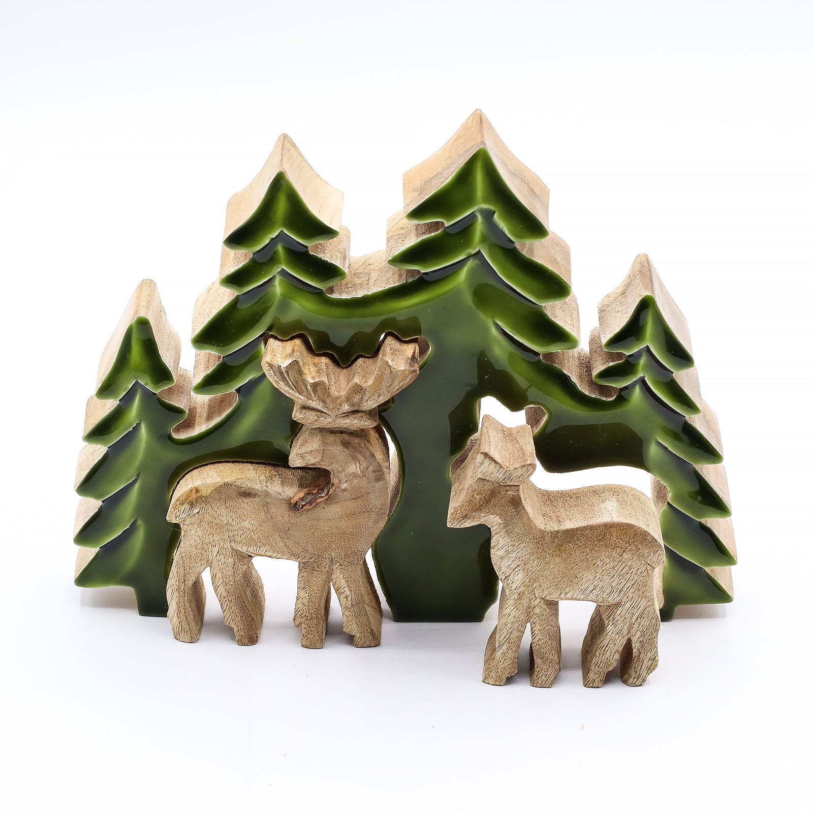 Perdido en el bosque - Dos ciervos en el bosque Decoración de madera 3D - 18x23cm - Imagen 6