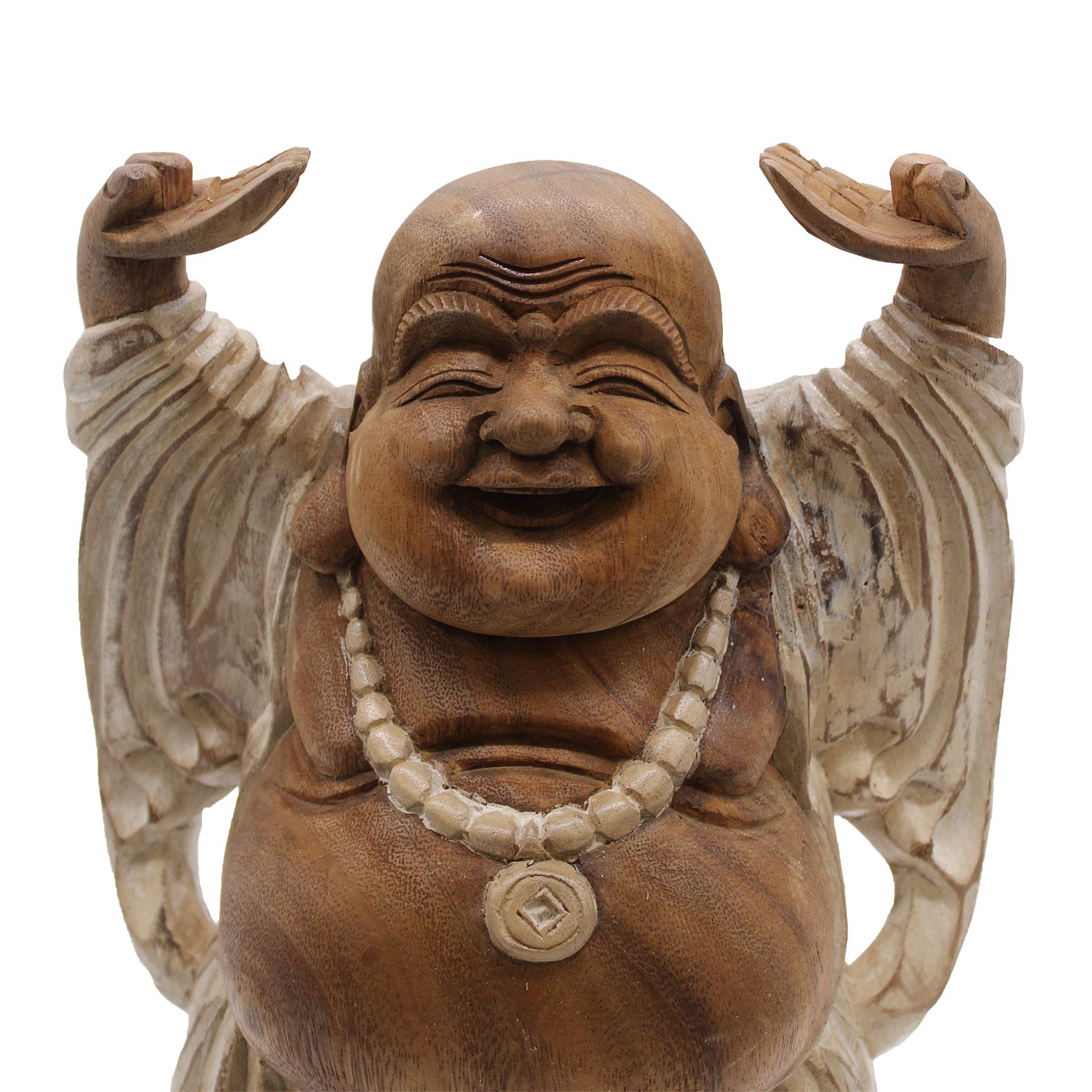 Happy Buddha Hands Up - Whitewash 40cm - Imagen 2