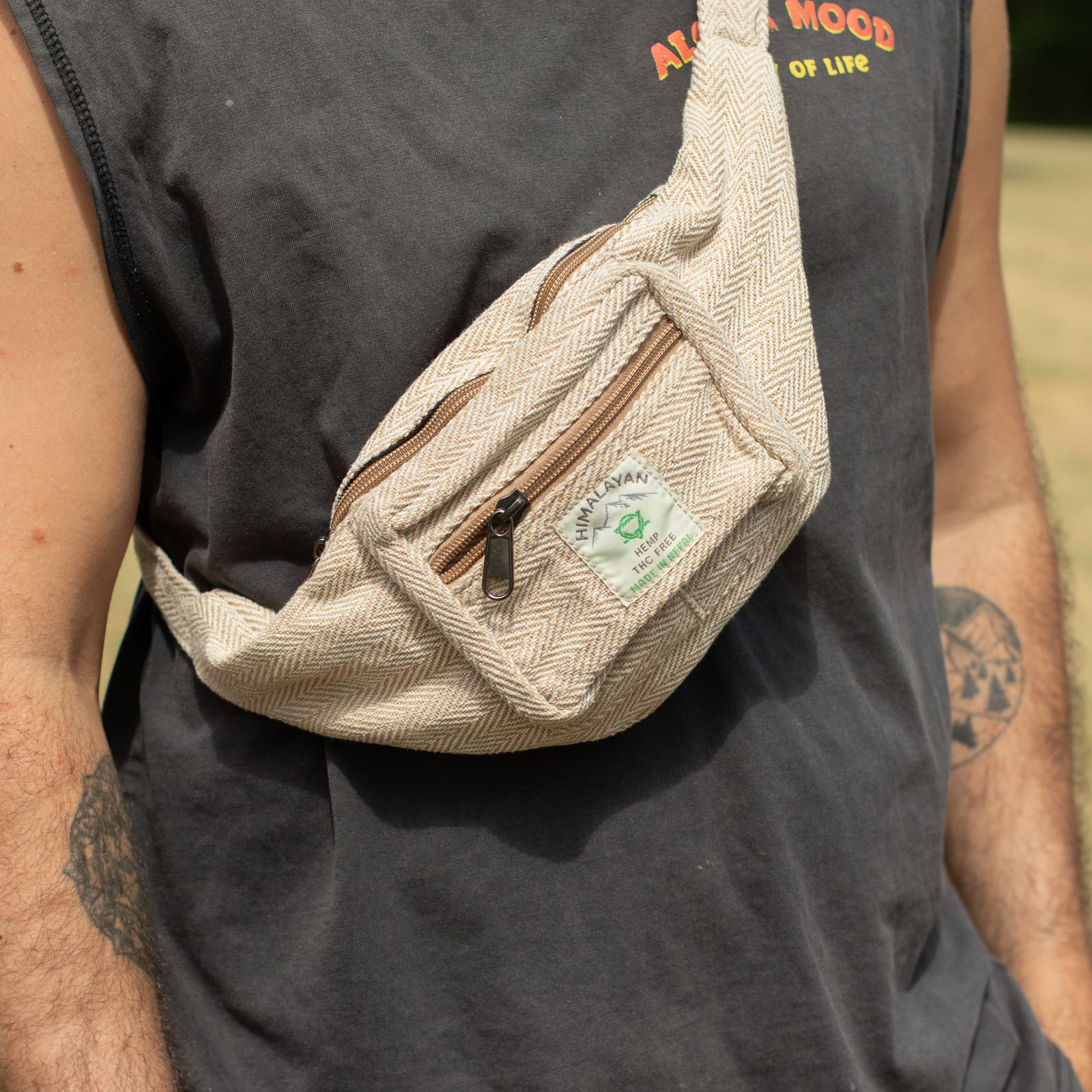 Bolso Tipo Cinturón de Estilo Cáñamo y Algodón (o Riñonera) - Natural - Imagen 2