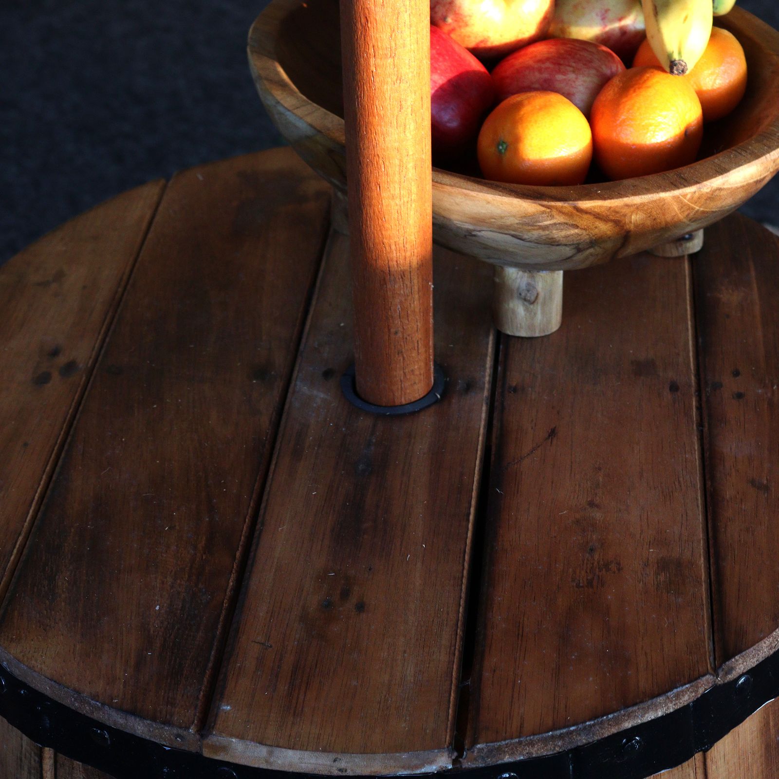 Mesa de barril de cerveza y soporte para parasol – Madera natural 60 x 48,5 cm - Imagen 4