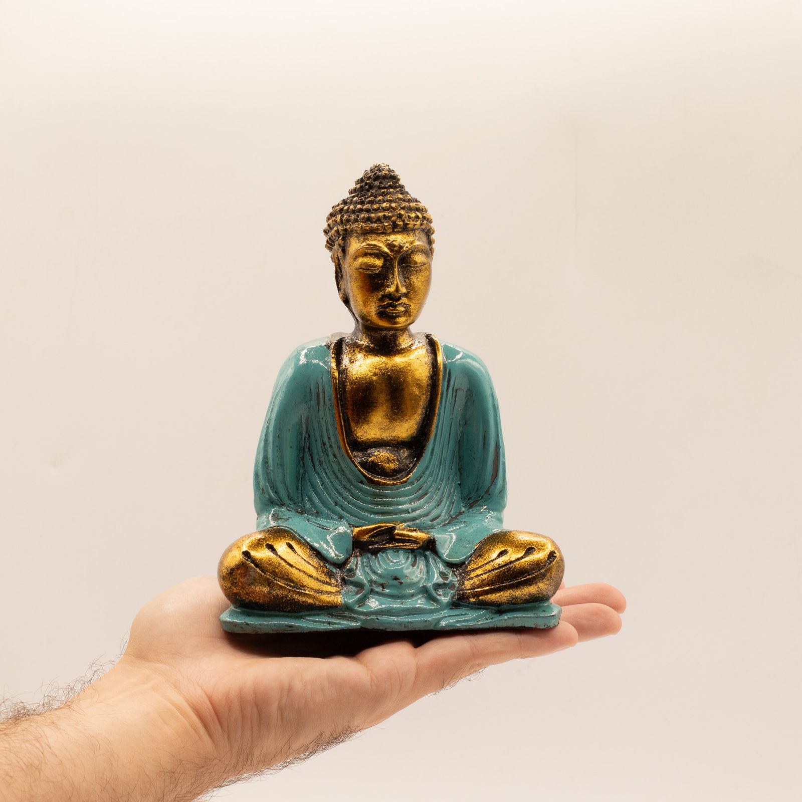 Buddha Verde Azulado y Dorado - Med - Imagen 2