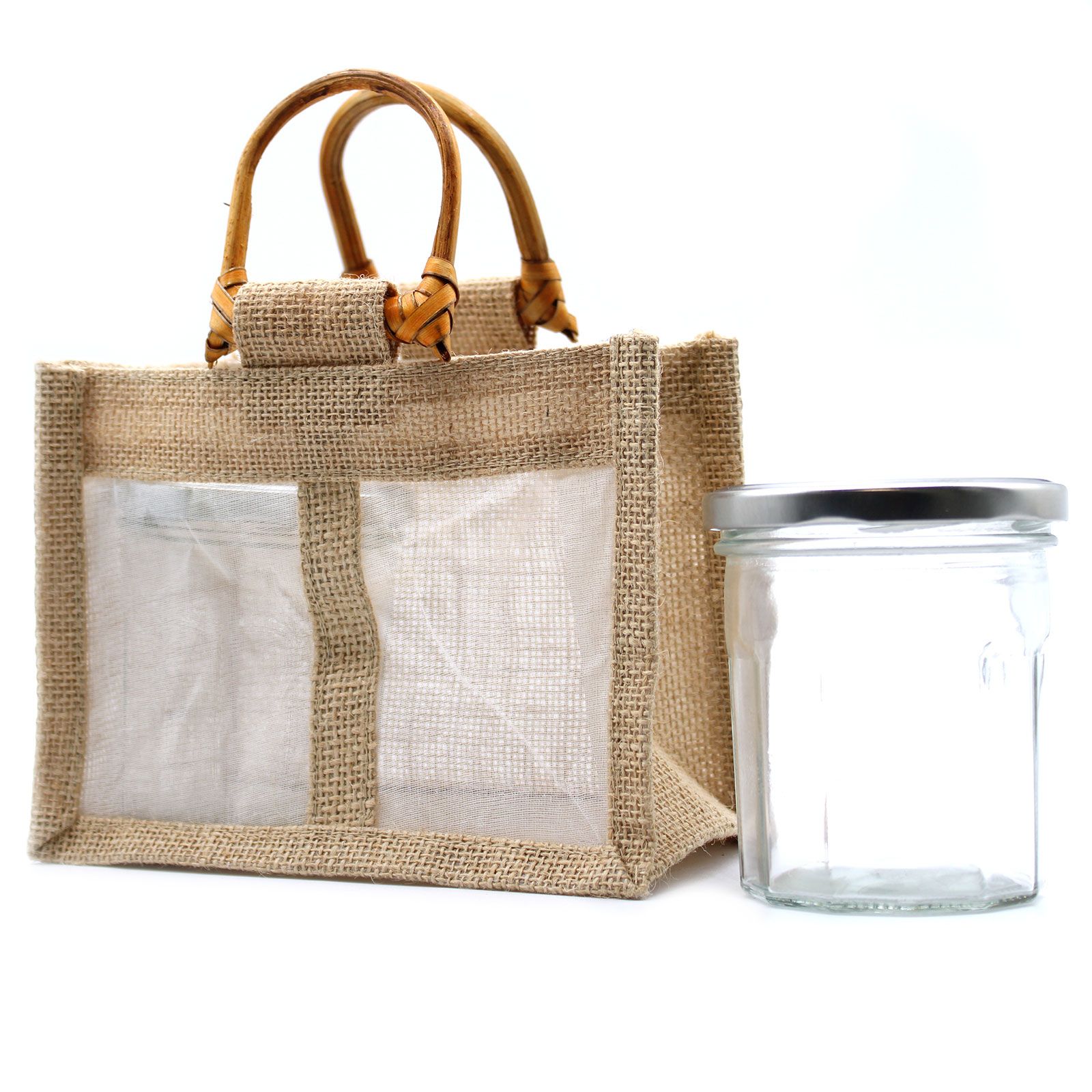 Bolsa de Regalo con Ventana de Yute Puro y Algodón - 2 Ventanas - Imagen 2