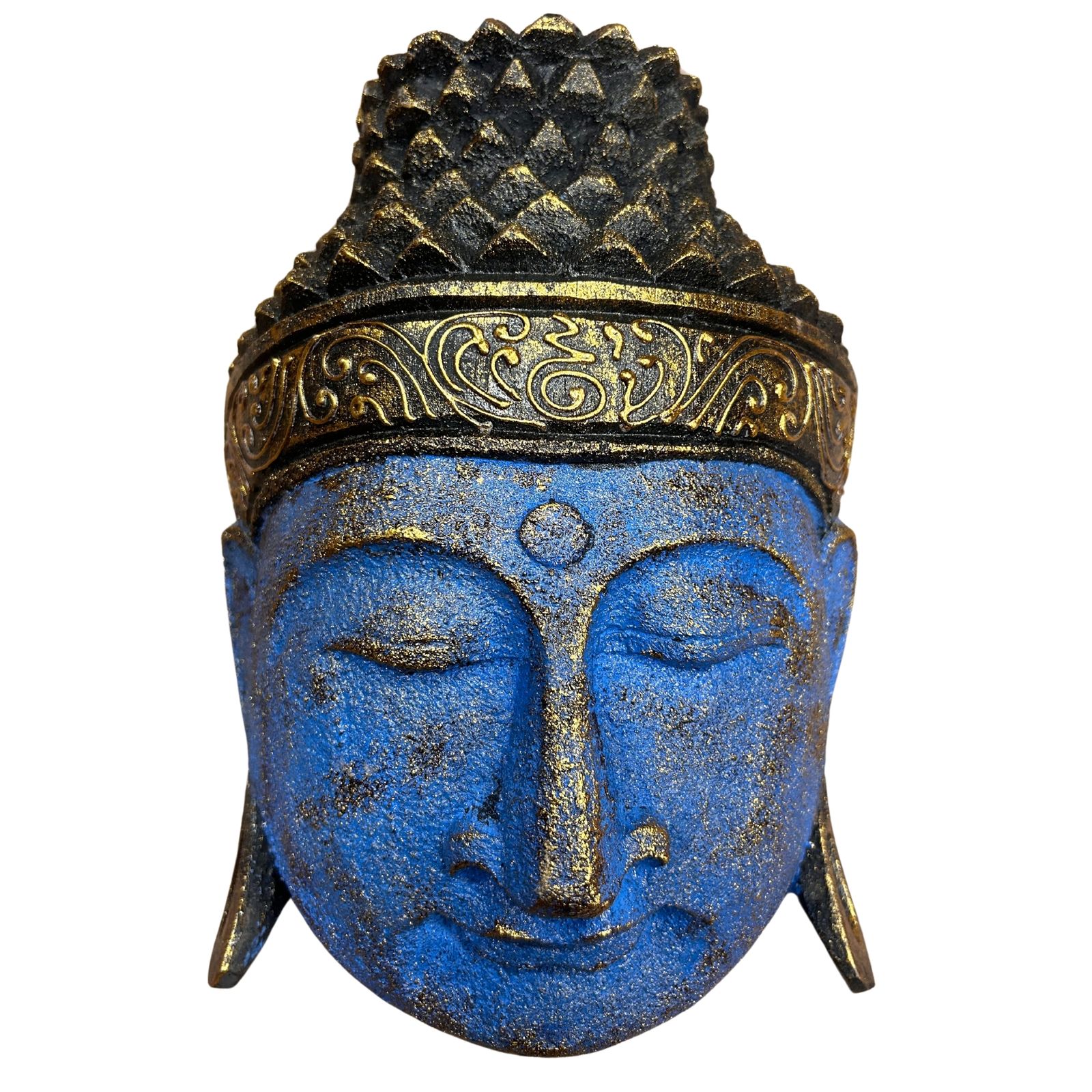 Decoración del Hogar Cabeza de Buda - 25cm - Acabado Azul Brillante - Imagen 2