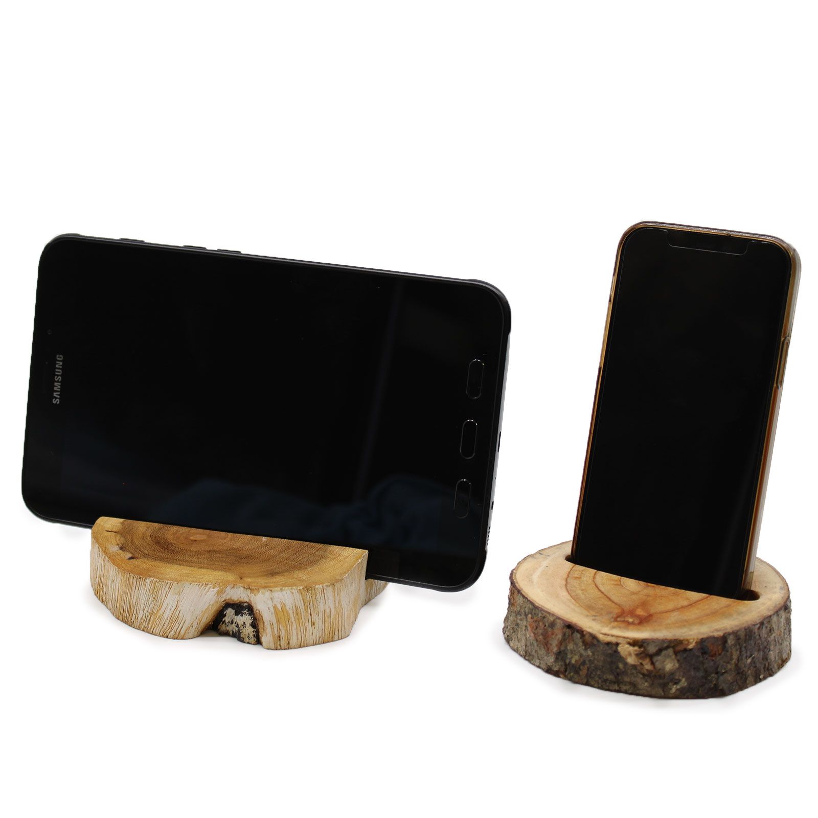 Lrg Gamal Wood Phone Holder - Whitewash - Imagen 2