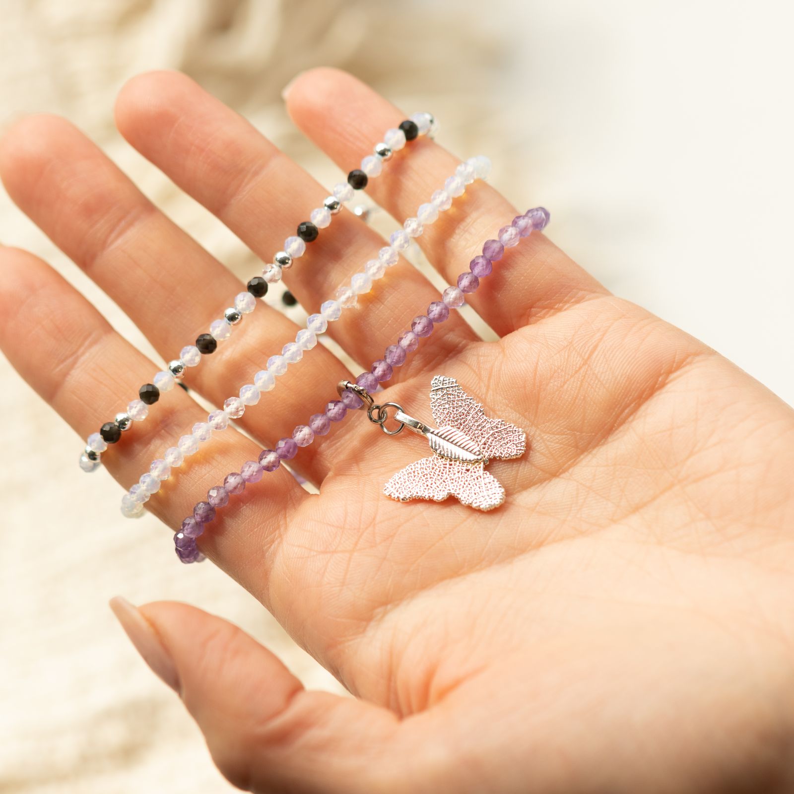 Conjunto de pulseras con piedras preciosas de ninfa espiritual - Luna llena - Imagen 6