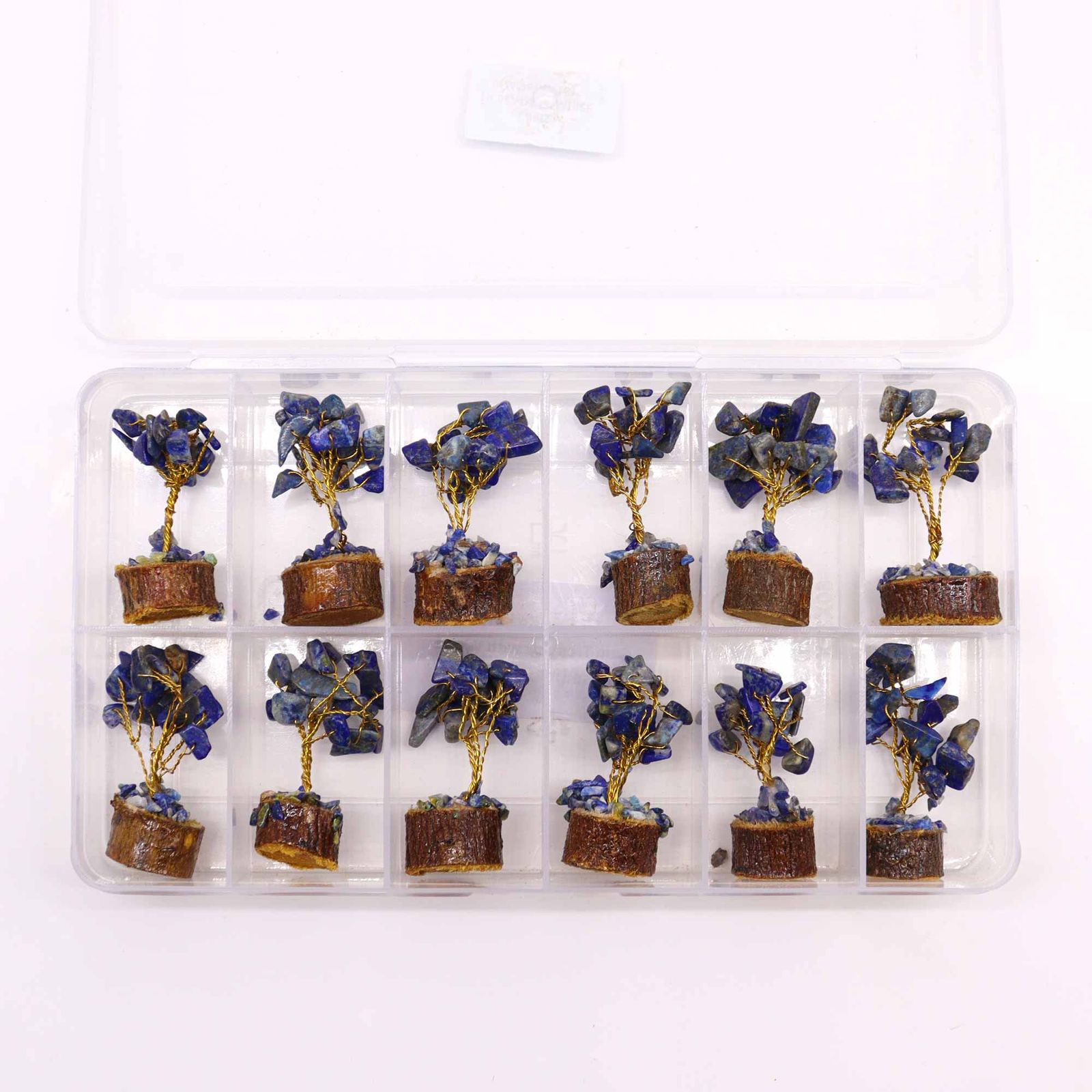 Mini árbol de piedras preciosas sobre base de madera - Sodalita (15 piedras) - Imagen 6