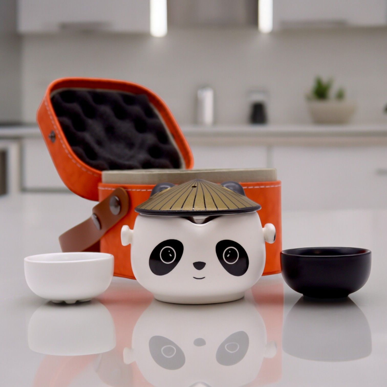 Set de tetera-Panda - Dos tazas & Estuche de viaje - Imagen 2