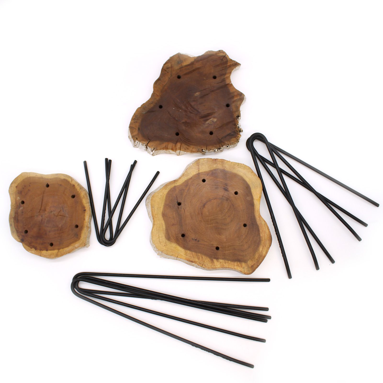 Juego de 3 maceteros de madera de Albasia - Tortugas - Imagen 5