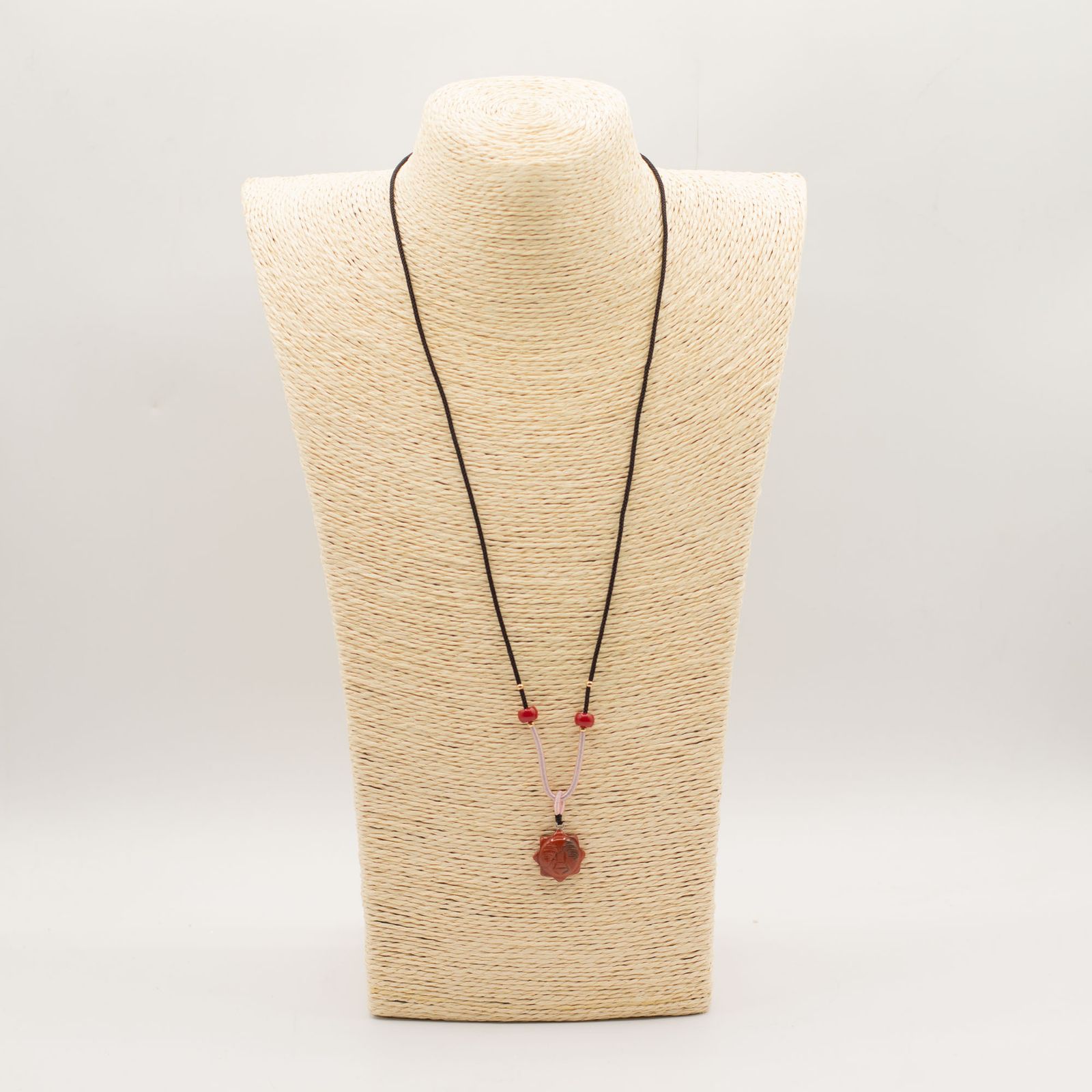 Collar de cuerda con colgante de piedra preciosa - Cara del Sol de cornalina - Imagen 2