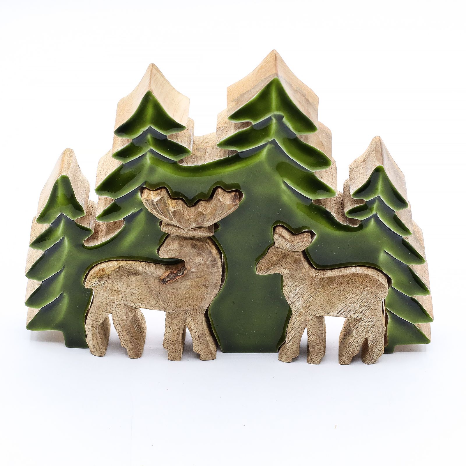 Perdido en el bosque - Dos ciervos en el bosque Decoración de madera 3D - 18x23cm - Imagen 5