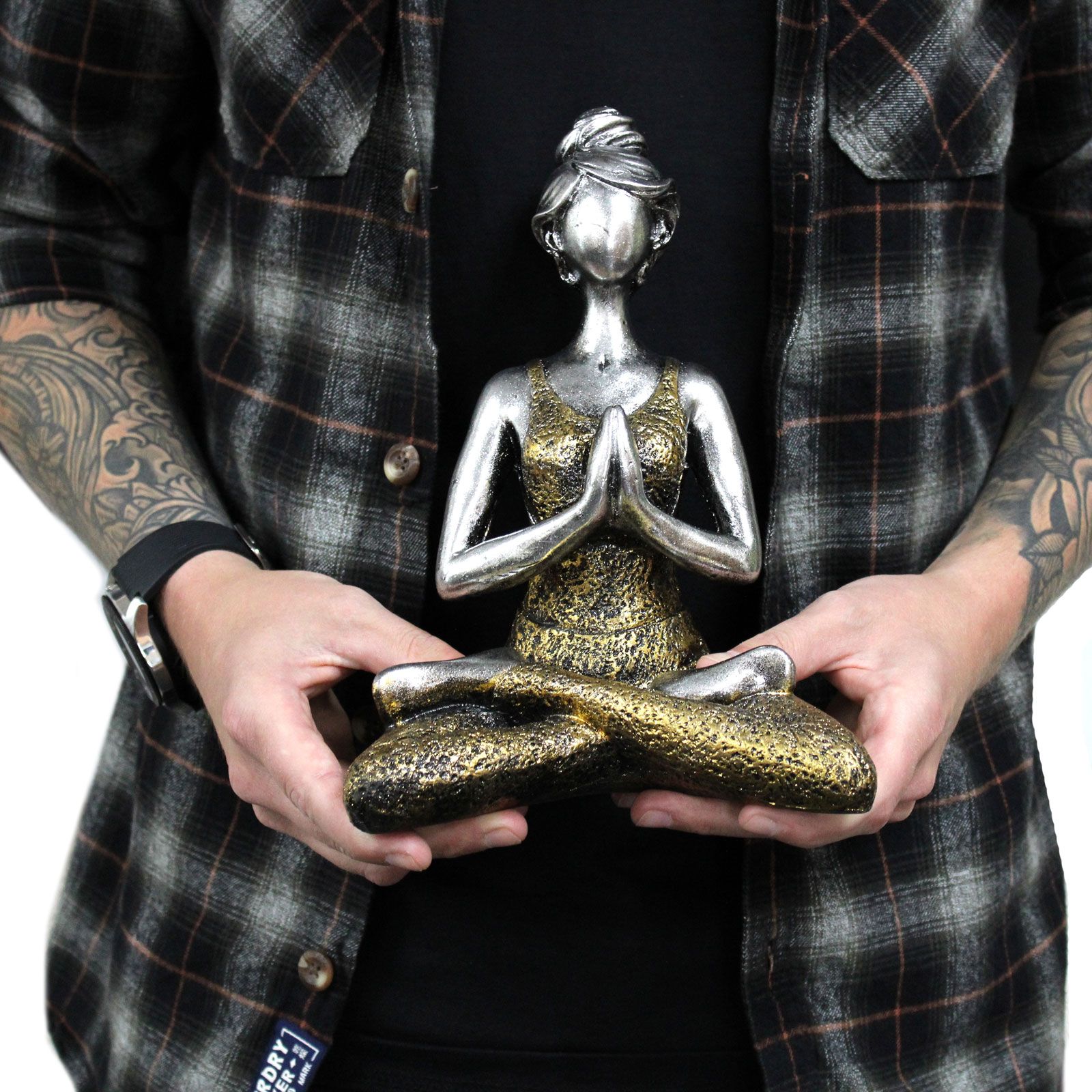 Yoga Lady Figure - Bronze & Silver 24cm - Imagen 3