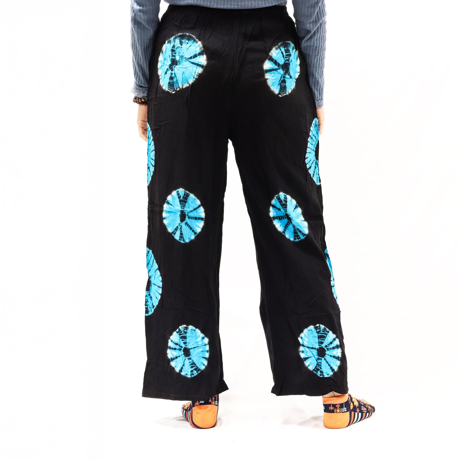 Pantalones de estilo japonés para estar en casa - negro y azul - L - Imagen 5