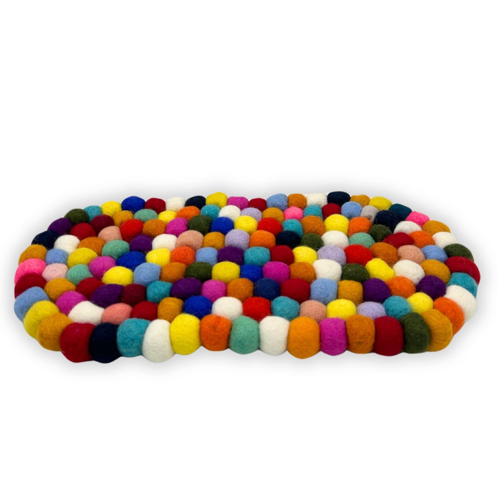 Tapete central ovalado de bolas de fieltro - 38 x 18 cm, multicolor - Imagen 3