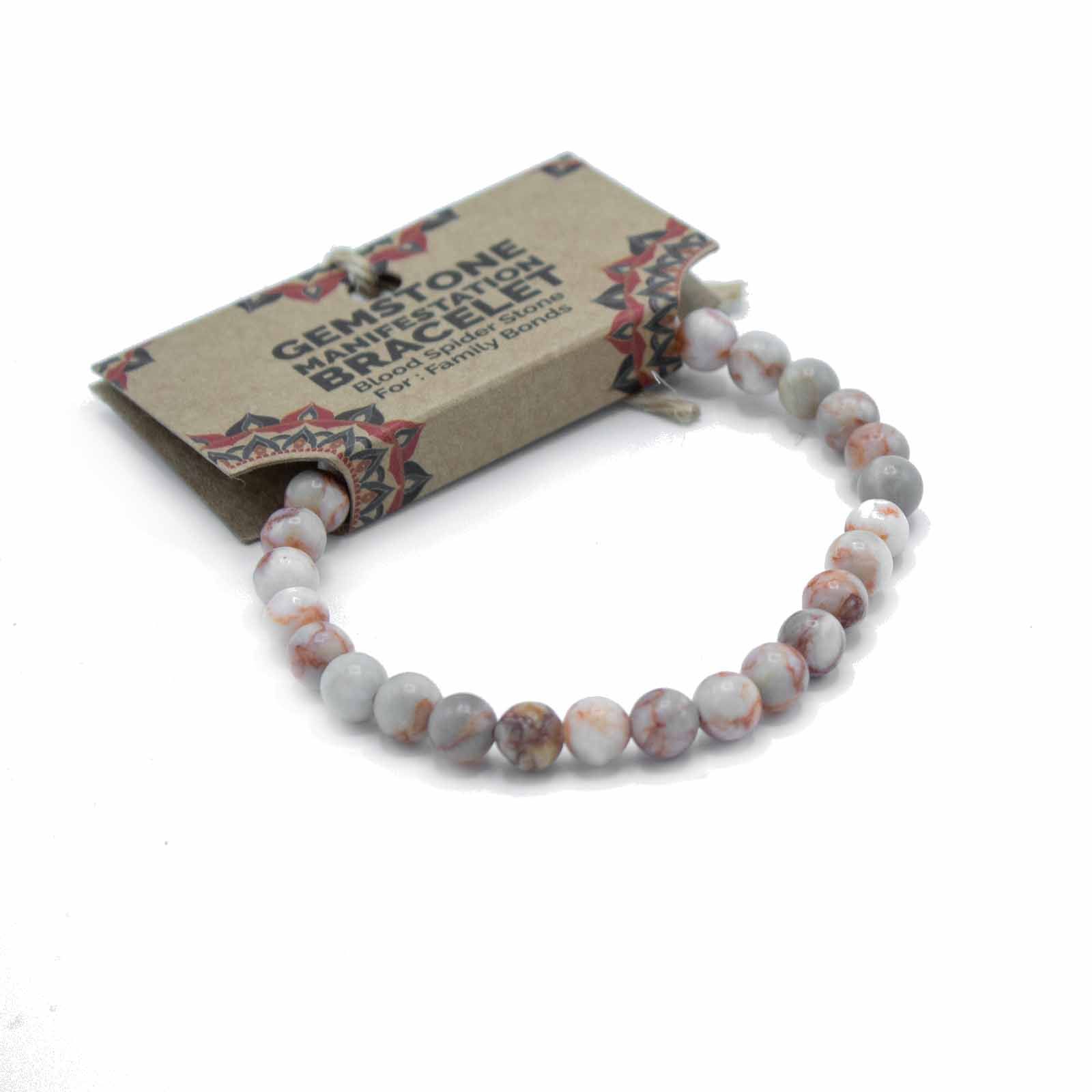 Pulsera de manifestación de piedras preciosas - Piedra de araña de sangre - Lazos familiares - Imagen 2
