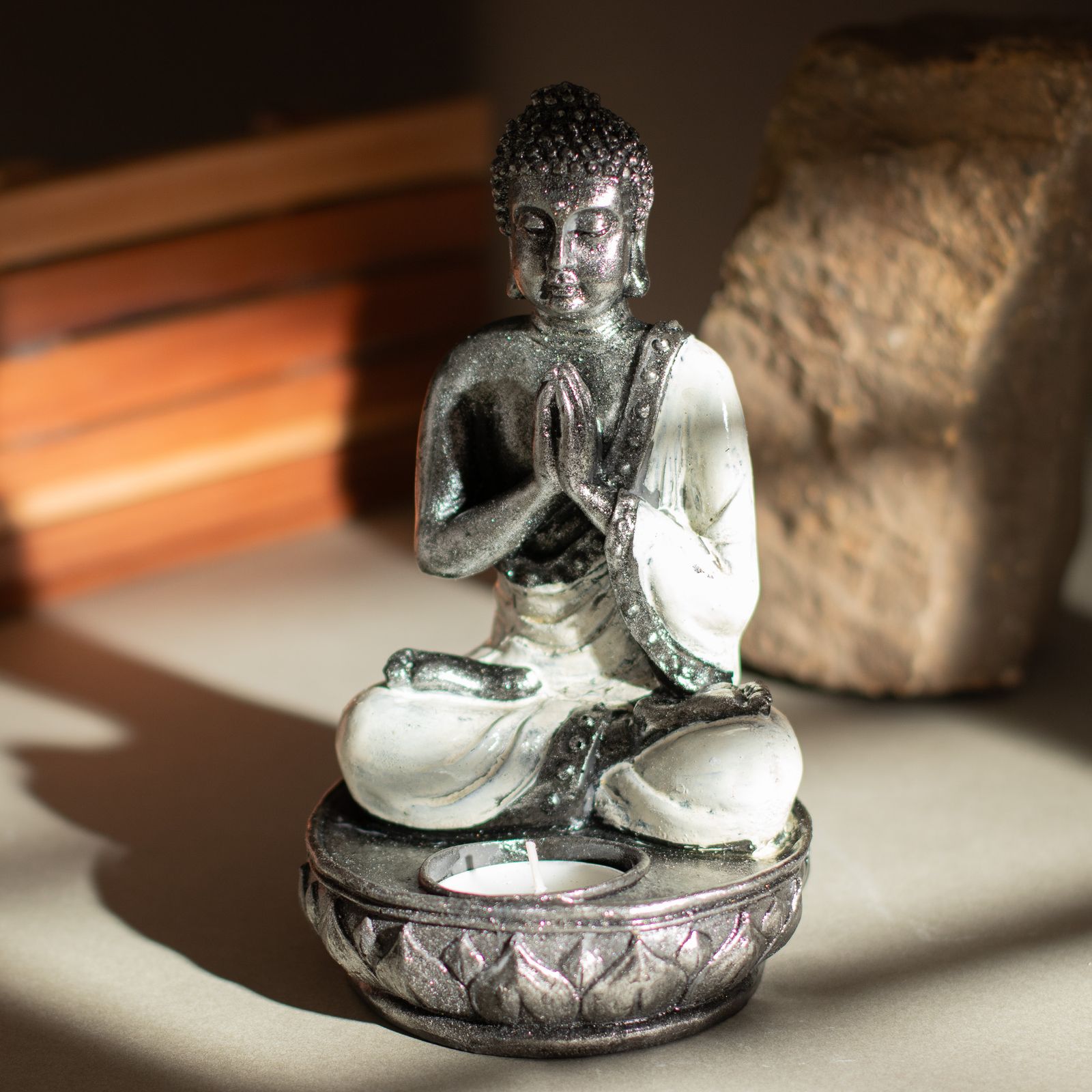 Buddha Porta Vela- Blanco - Med - Imagen 5