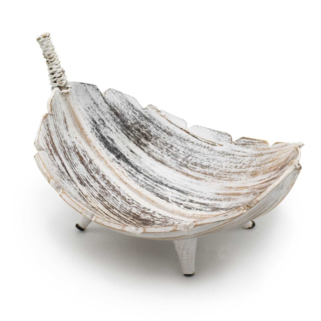 Frutero Grande de Hoja de Coco - Acabado Blanco