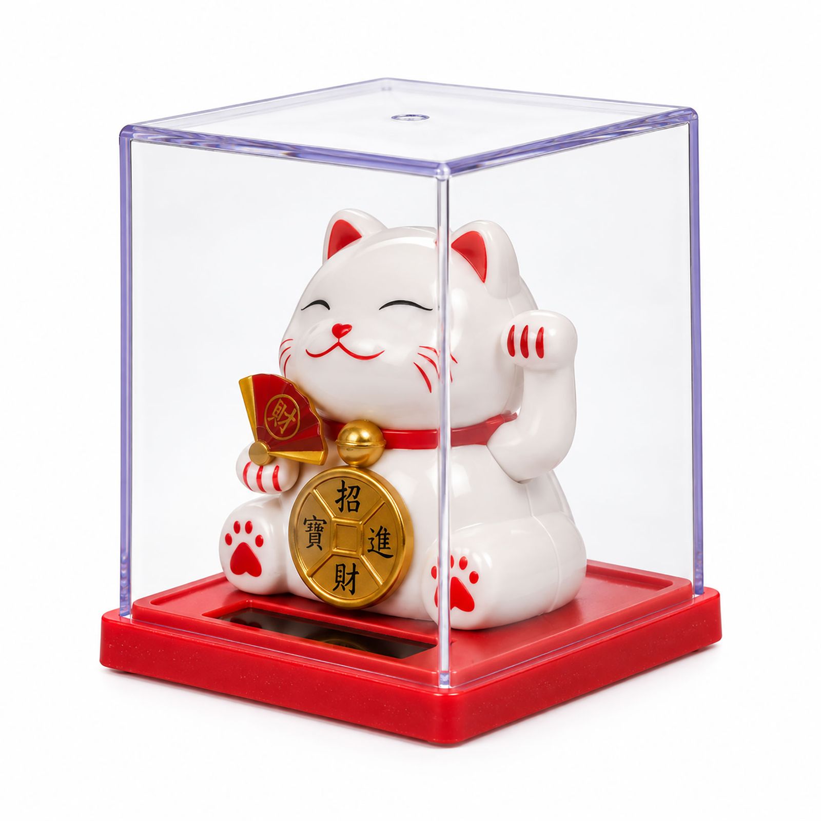 Mini Gato de la Suerte con Energía Solar en Caja - Blanco - Imagen 6