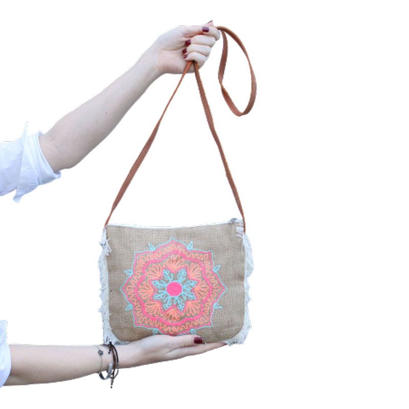 Bolso con flecos - Bordado Mandela - Imagen 2